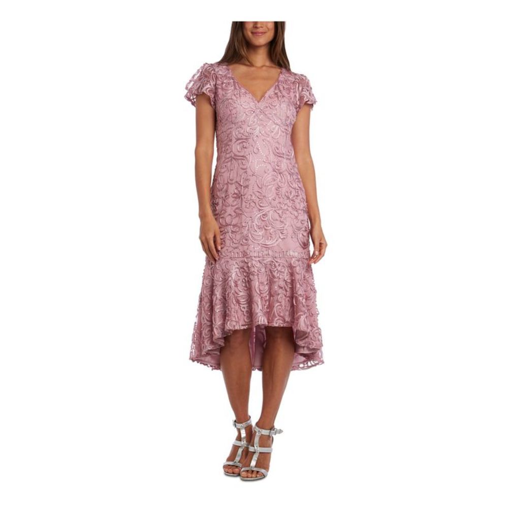 R&M RICHARDS PETITE Womens Pink Short Sleeve Midi Formal Shift Dress Petites 8P